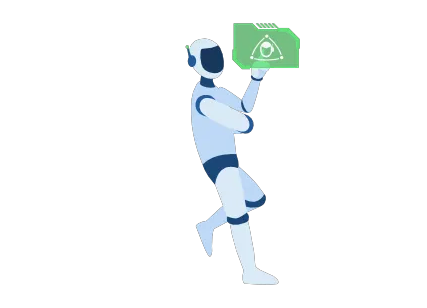 Futuristic robot holding a digital folder
