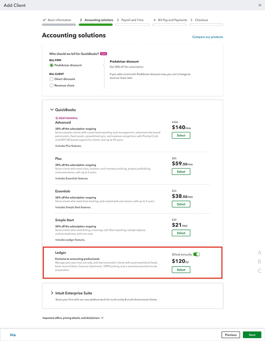 A screenshot of QuickBooks Add Clients