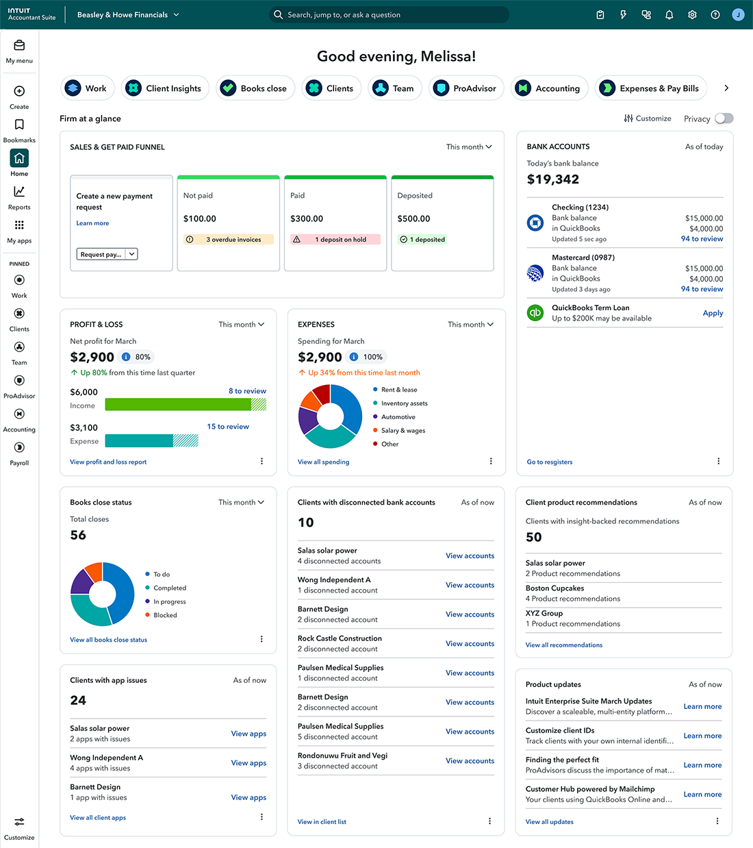 Intuit Accountant Suite dashboard