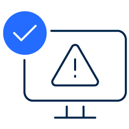 A blue screen with a picture of a black apple logo.