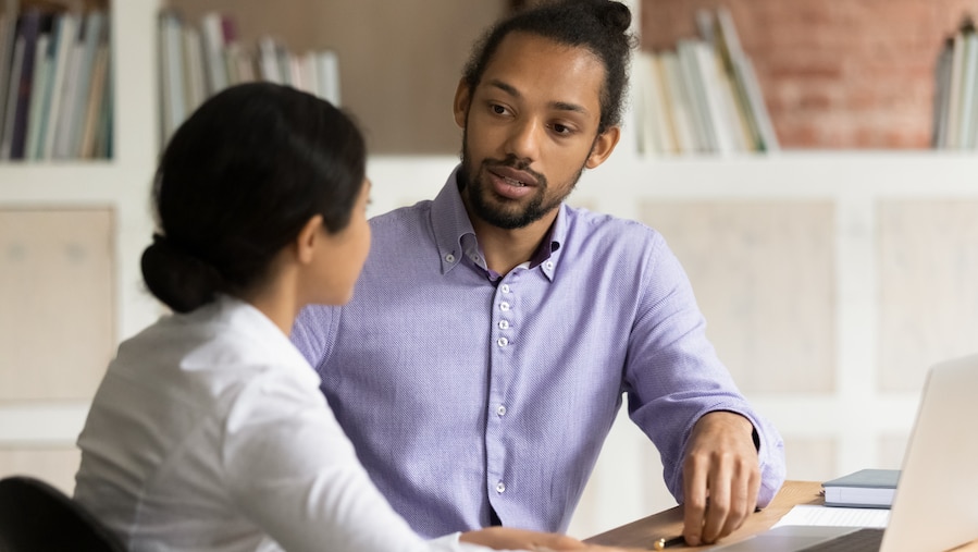 Accountant providing advisory services to a client.