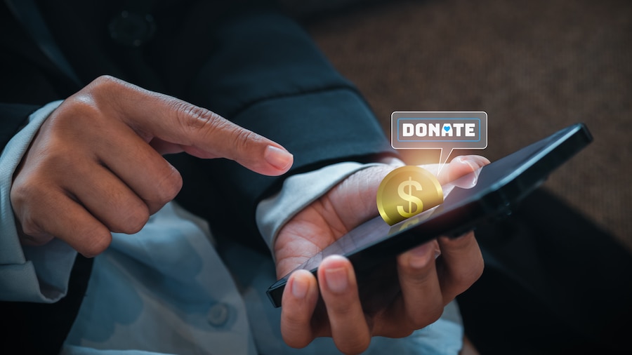 Tapping into donating to charity on your phone.