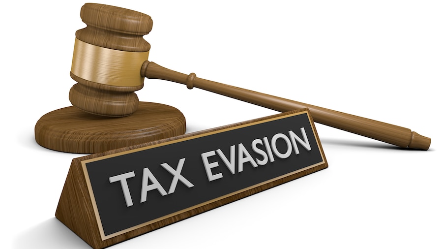 A court gavel for tax evasion. 