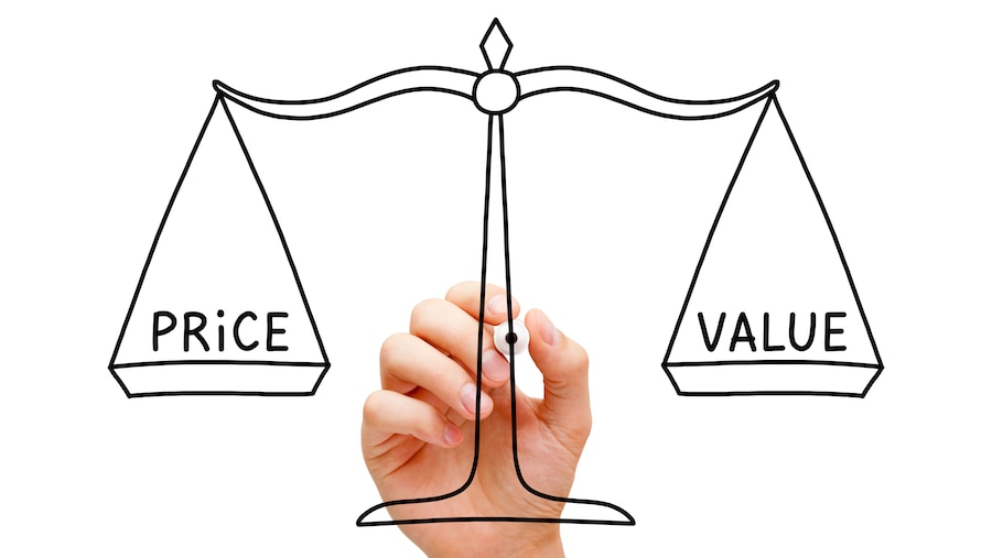 A drawing of the value pricing scale.