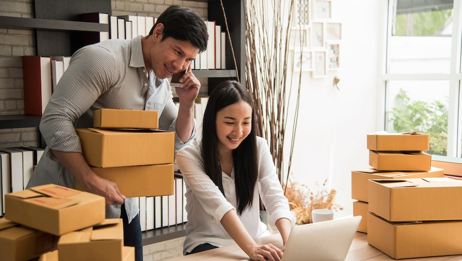 Small business owners working at home.