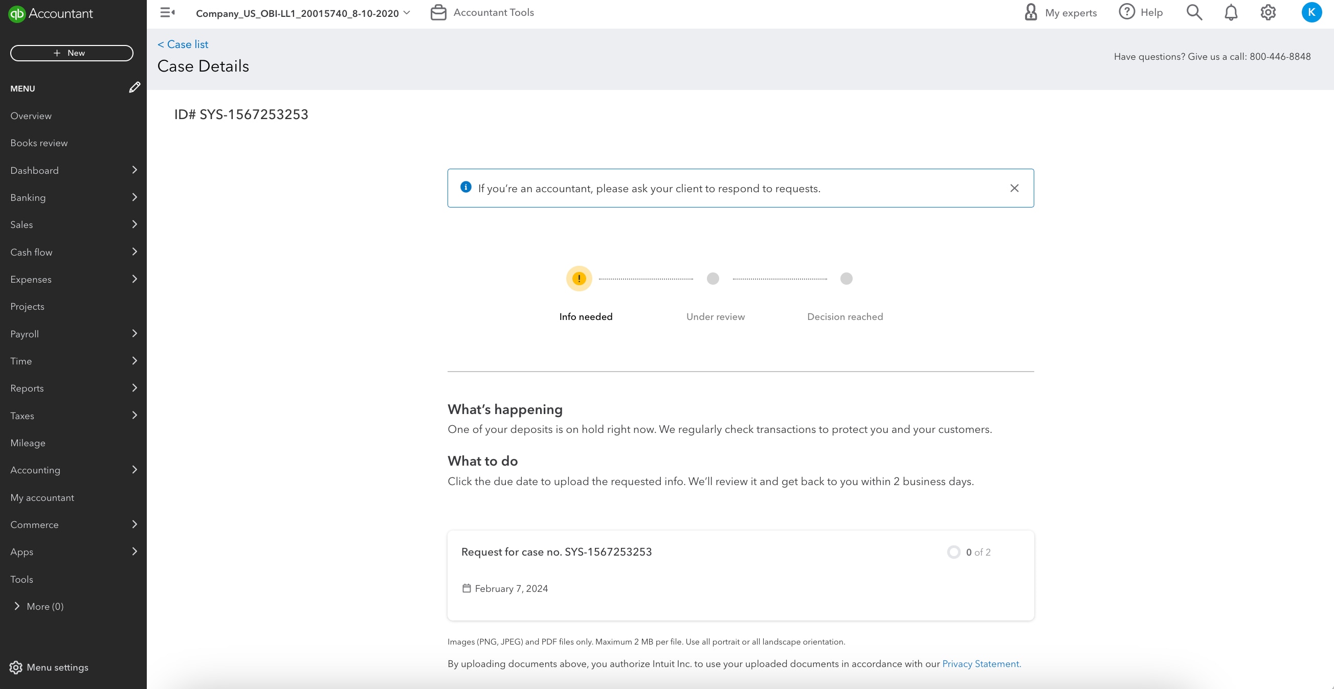 Access to Payments exception cases in the QuickBooks Resolution Center