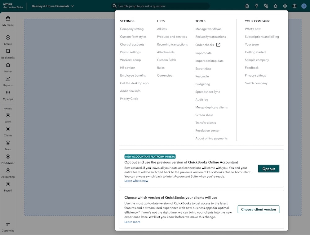 QuickBooks Online Accountant vs. Intuit Accountant Suite: A guide to the new look and features.