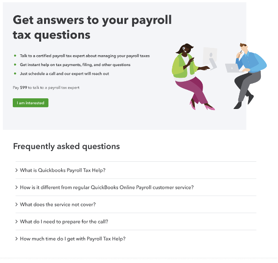 QuickBooks Payroll Tax help: Testing access to a QuickBooks Payroll Tax Expert to assist with payroll-related questions