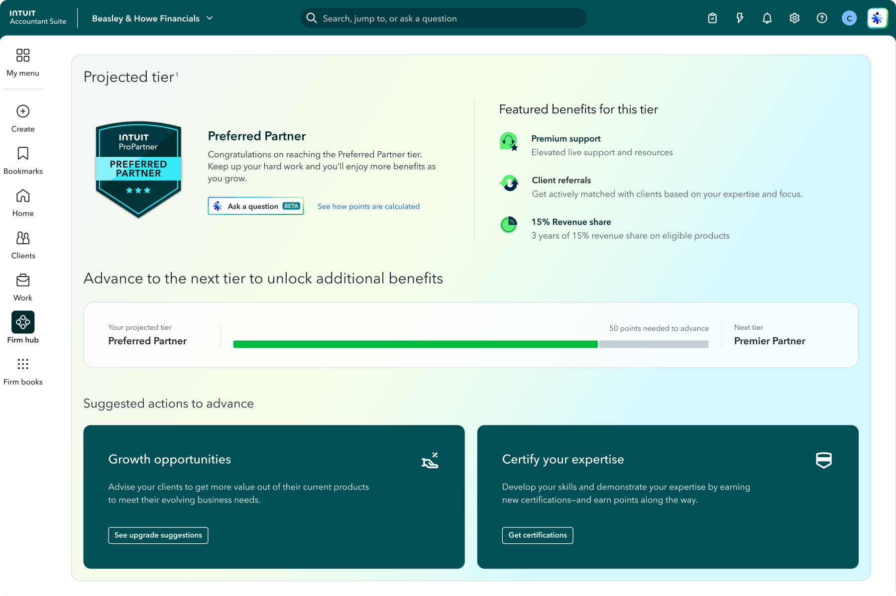ProPartner preview dashboard with tier progress