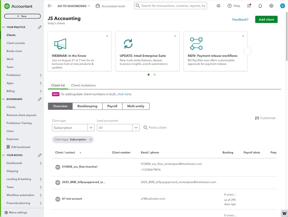 QuickBooks Online Accountant vs. Intuit Accountant Suite: A guide to the new look and features.