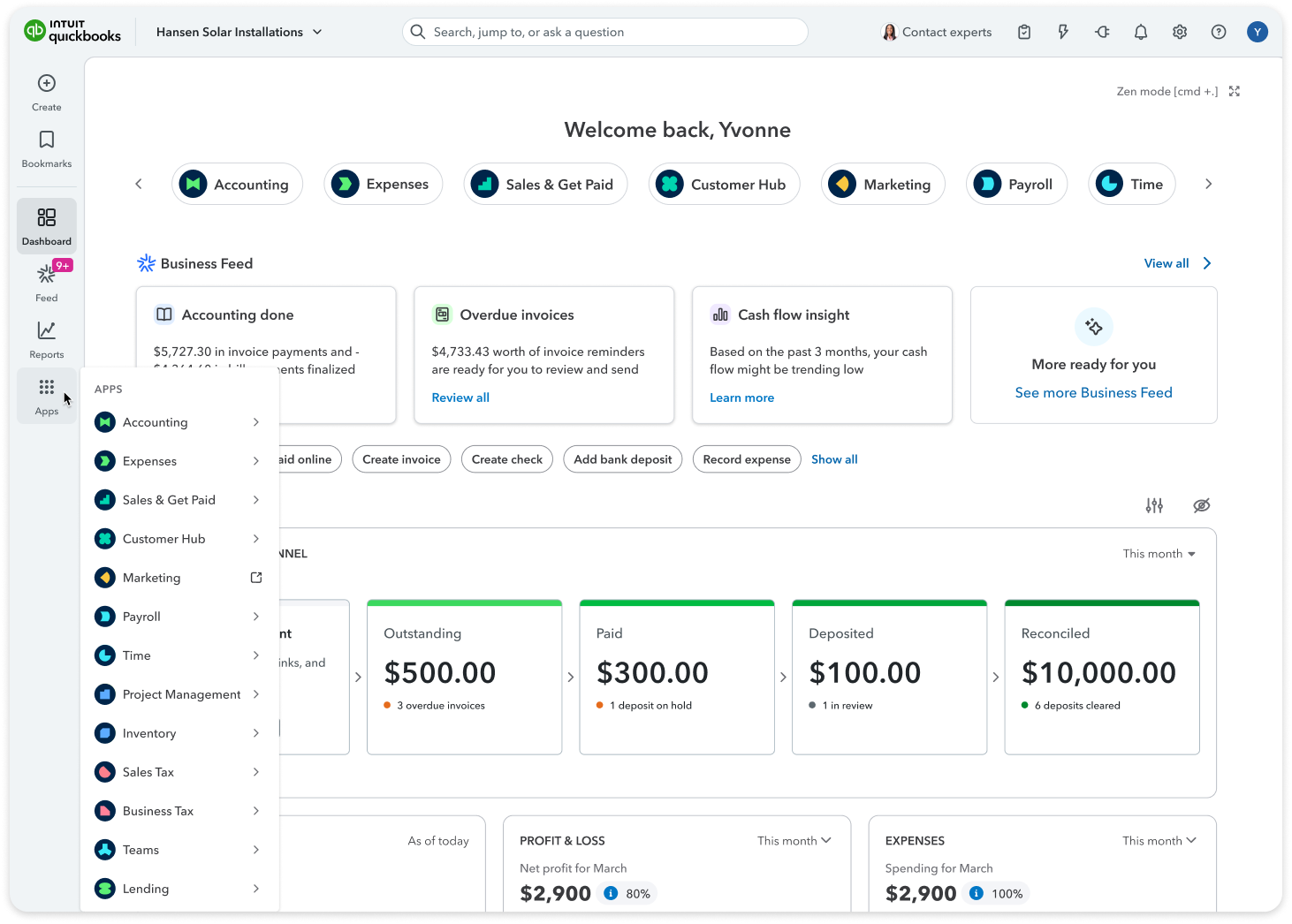 All in one place dashboard screenshot