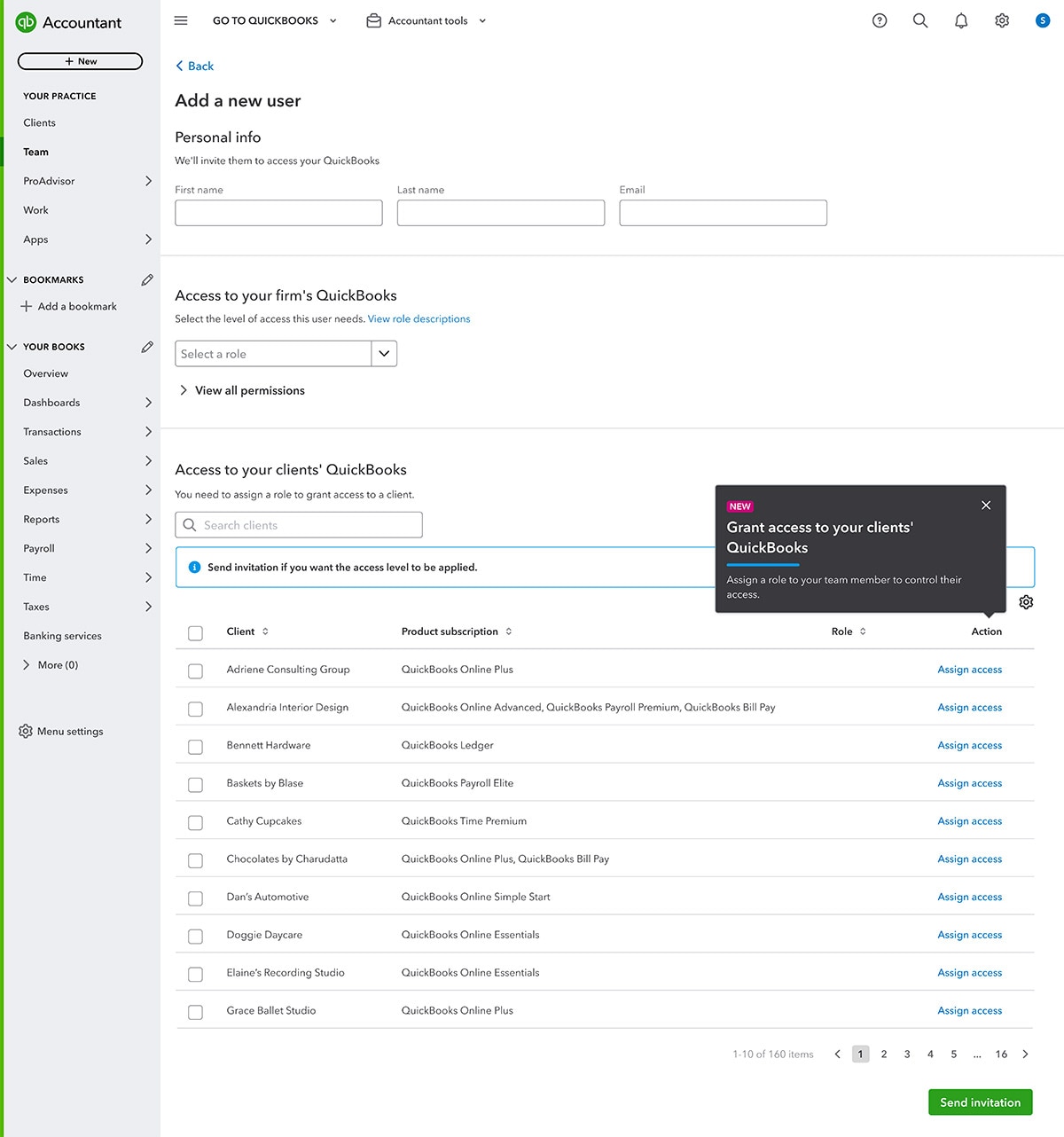 QuickBooks Role-based access