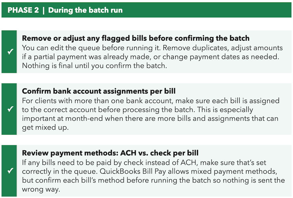 Batch Run Checklist for Bill Processing Phase 2.