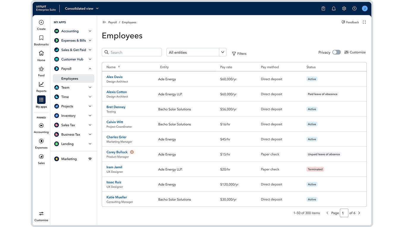 Consolidated employee list