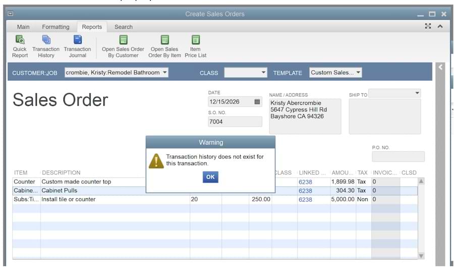 Linking sales orders or invoices in QuickBooks Desktop Enterprise.