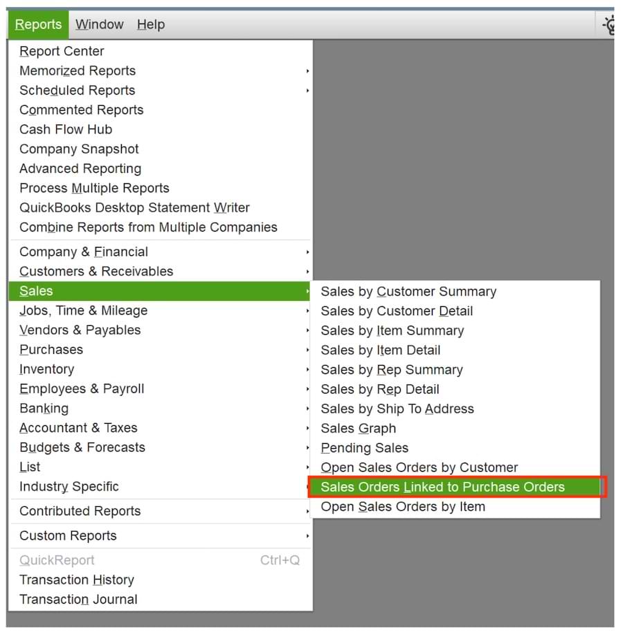 Navigate to Reports -> Sales to find the the new Sales Orders Linked to Purchase Orders.