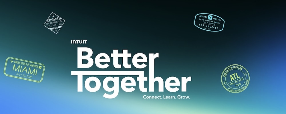 Intuit Better Together Event Graphic with City Stamps.