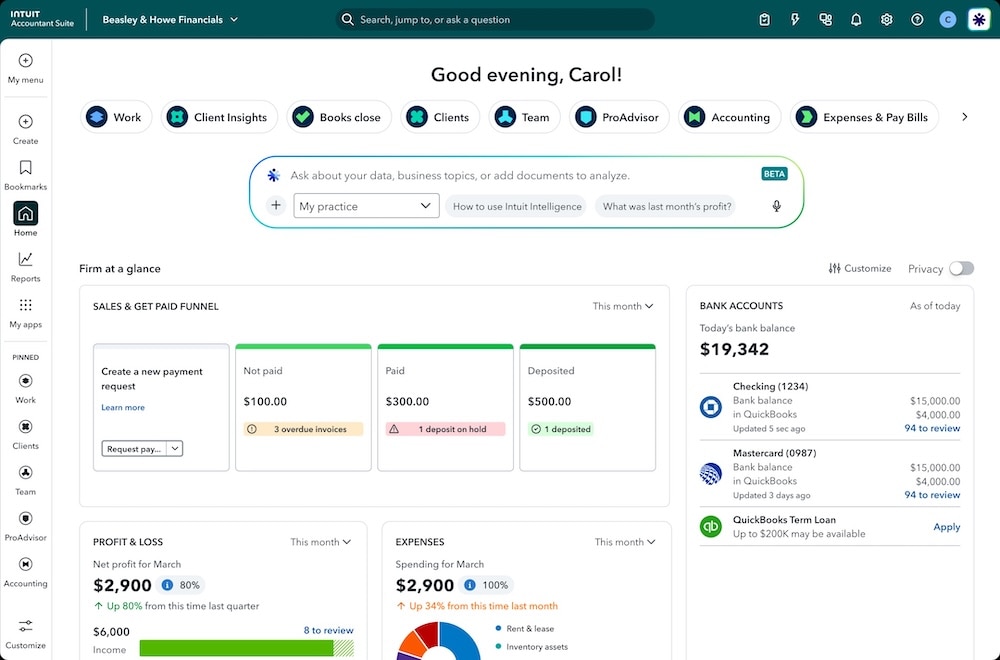 Firm management with Intuit Accountant Suite.