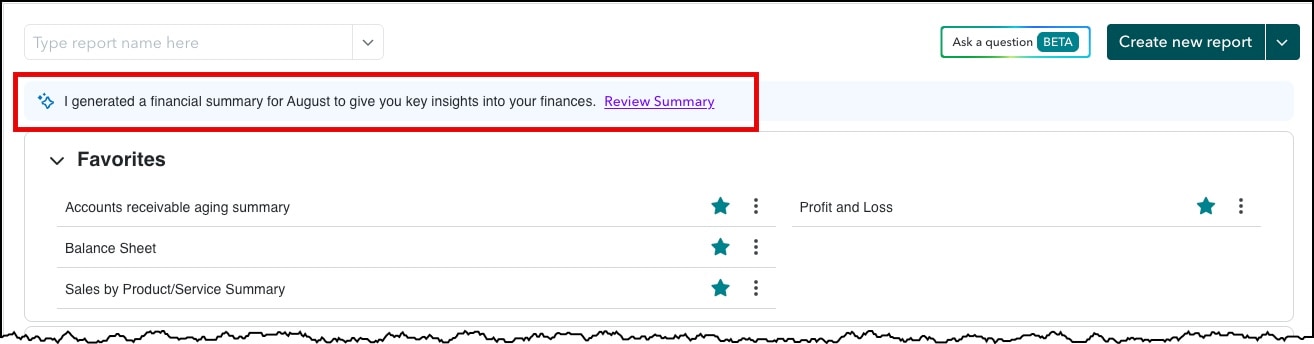 Report QuickBooks Online.